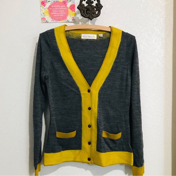 Anthropologie - Charlie & Robin - Felted Colorbar Sweater Grandpa Sweater Sz S - Picture 4 of 12